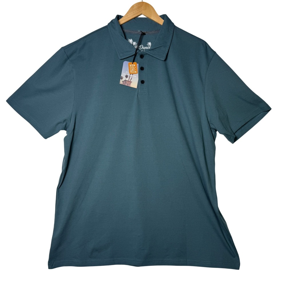 Desert Dunes Blue Lake Mens Polo Shirt Size XL NWT‎ Moisture Wicking Stretch
